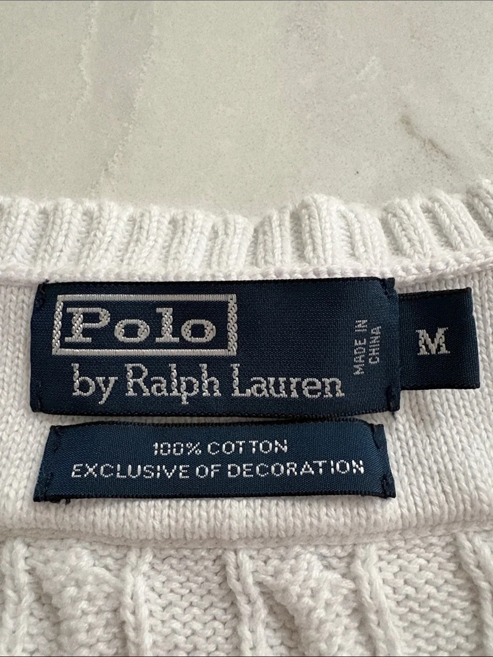 Polo Ralph Lauren Vintage Cricket Cable Knit Sweater Vest Tennis RL Crest Size M